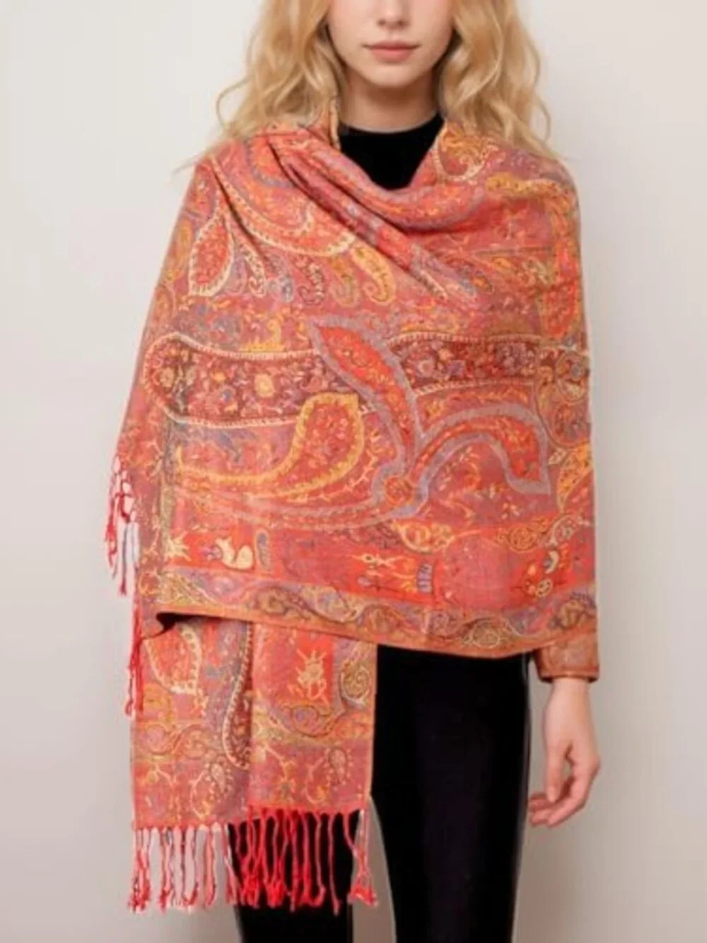 Elegant Big Paisley Pashmina Shawl Wrap - Versatile Scarf for Weddings & Daily